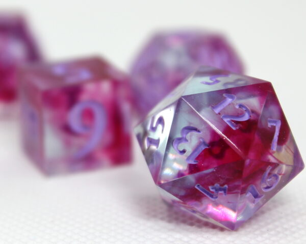 Reddish-purple nebula dice set